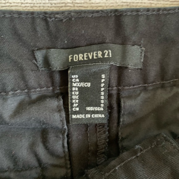 Forever 21 Black and Pink Embroidered Flower Pants - Picture 4 of 5